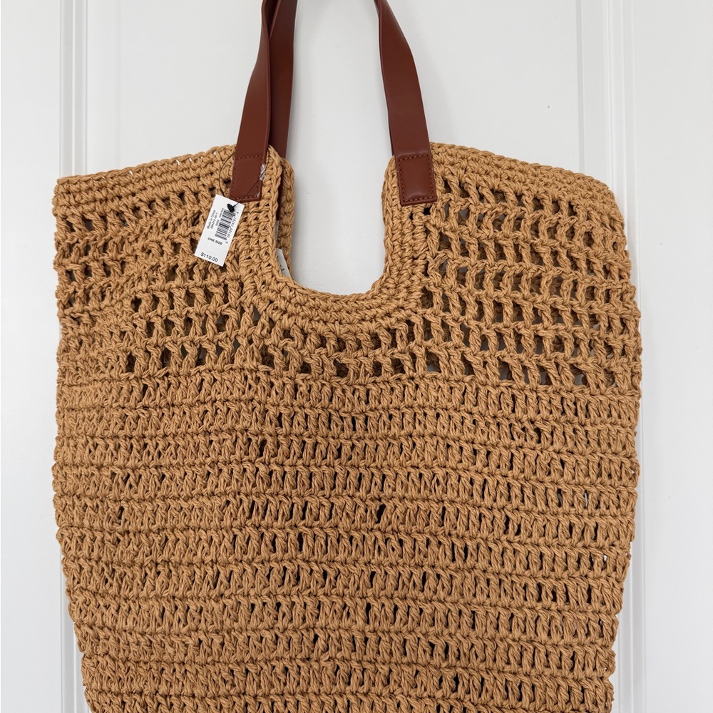 Banana Republic Tan Woven Tote with Brown Handles